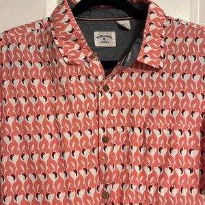 Pink Flamingo Rebel James & Charli men’s button down short sleeve shirt XL